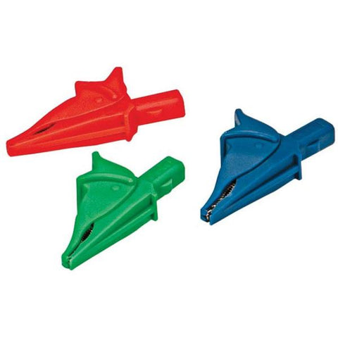 CHAUVIN ARNOUX - 3 crocodile clips (red, blue and green)