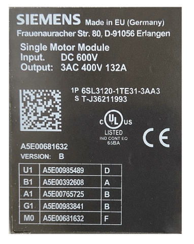 SIEMENS Servoaccionamiento 6SL3120-1TE31-3AA3