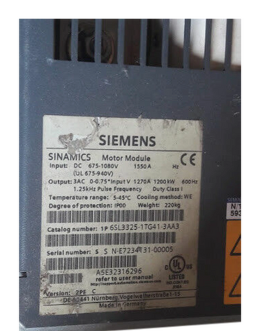Siemens VFD Frequency Converter 6SL3325-1TG41-3AA3