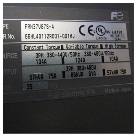 Fuji VFD Frequency Converter FRN37VG7S-4
