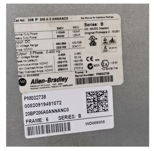 Rockwell Allen-Bradley PowerFlex 700 AC Drive 20B 20BP205A0ANNANC0