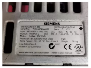 Siemens VFD Frequency Converter 6SE6440-2AD35-5FA1