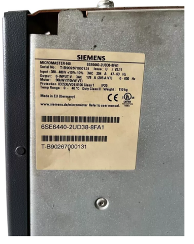 Siemens VFD Frequency Converter 6SE6440-2UD38-8FA1