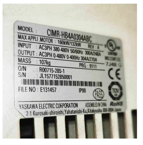 Yaskawa VFD Frequency Converter CIMR-HB4A0304ABC