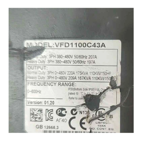 Delta VFD Frequency Converter VFD1100C43A