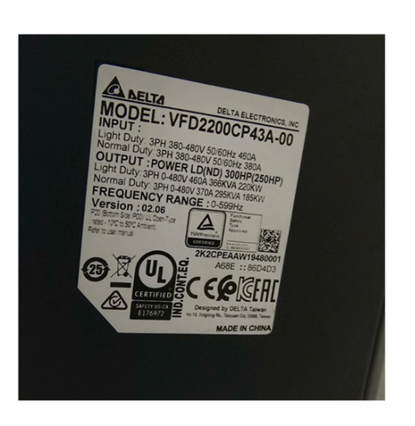 Delta VFD Frequency Converter VFD2200CP43A-00
