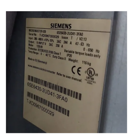 Siemens VFD Frequency Converter 6SE6430-2UD41-3FA0