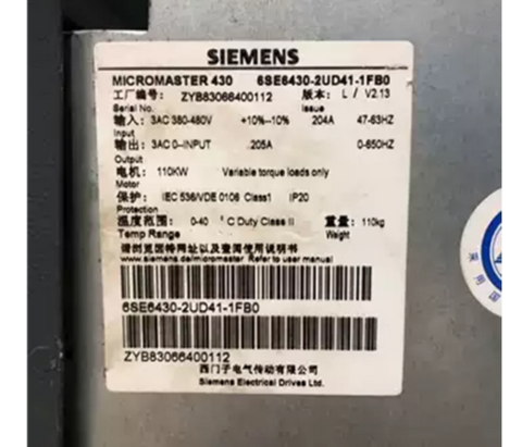 Siemens VFD Frequency Converter 6ES6430-2UD41-1FB0