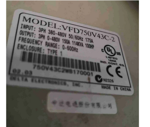 Delta VFD Frequency Converter VFD750V43C-2