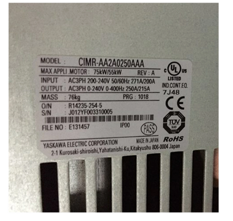 Yaskawa VFD Frequency Converter CIMR-AA2A0250AAA