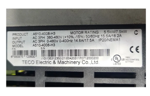 Teco TAIAN VFD Frequency Converter A510-4008-H3