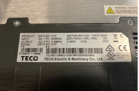 Teco TAIAN VFD Frequency Converter E510-201-H1F