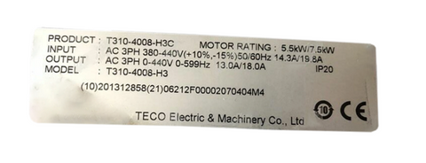Teco TAIAN VFD Frequency Converter T310-4008-H3C