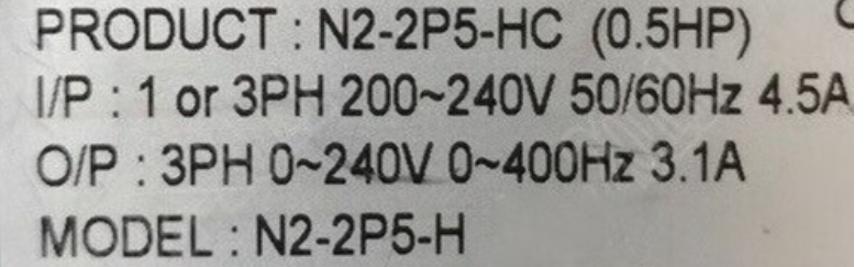 Teco TAIAN VFD Frequency Converter N2-2P5-HC