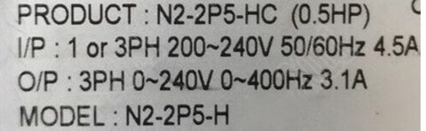 Teco TAIAN VFD Frequency Converter N2-2P5-HC