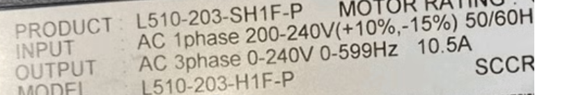 Teco TAIAN VFD Frequency Converter L510-203-SH1F-P