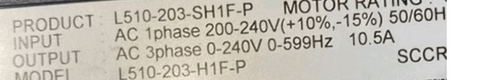 Teco TAIAN VFD Frequency Converter L510-203-SH1F-P