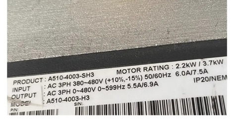 Teco TAIAN VFD Frequency Converter A510-4003-SH3