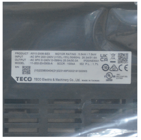 Teco TAIAN VFD Frequency Converter A510-2008-SH3