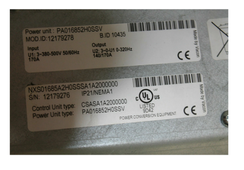 VACON VFD Frequency Converter NXS01685A2H0SSSA1A2000000