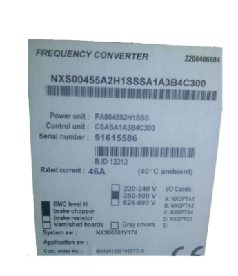 VACON VFD Frequency Converter NXS00455A2H1SSSA1A3B4C300