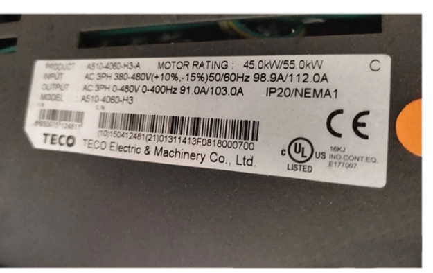 Teco TAIAN VFD Frequency Converter A510-4060-H3