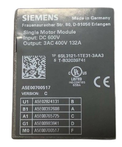 SIEMENS INPUT/OUTPUT Módulo 6SL3121-1TE31-3AA3