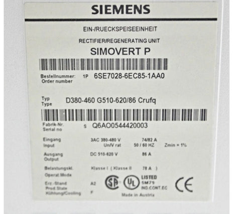 SIEMENS Servoaccionamiento 6SE7028-6EC85-1AA0