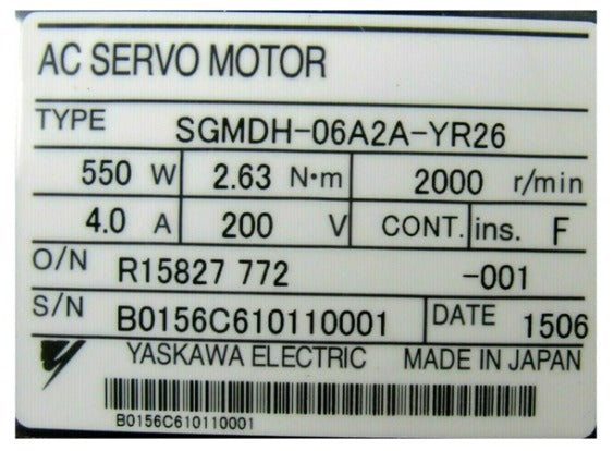 Yaskawa Servo Motor SGMDH-06A2A-YR26