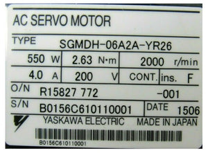 Yaskawa Servo Motor SGMDH-06A2A-YR26