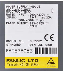 Ventiladoruc Servoaccionamiento Fuente de alimentación Módulo A06B-6087-H155