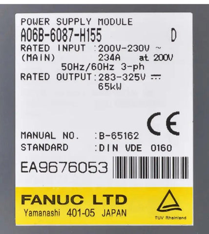 Ventiladoruc Servoaccionamiento Fuente de alimentación Módulo A06B-6087-H155
