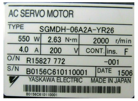 Yaskawa Servo Motor SGMDH-06A2A-YR26