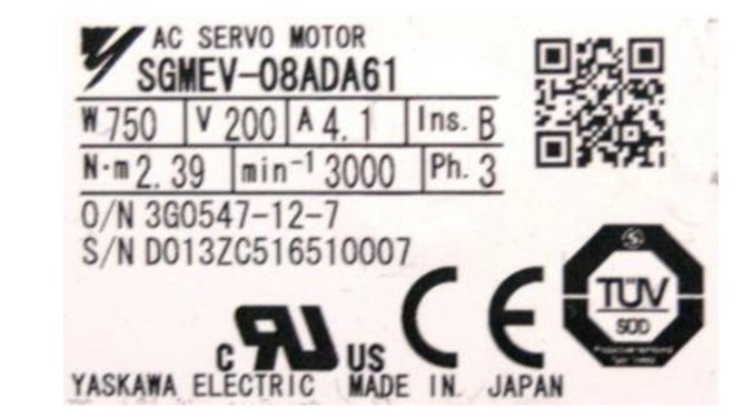 Yaskawa Servo Motor SGMEV-08ADA61