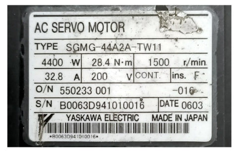 Yaskawa Servo Motor SGMG-44A2A-TW11