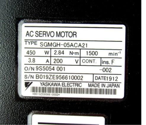 Yaskawa Servo Motor SGMGH-05ACA21