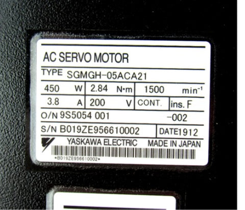 Yaskawa Servo Motor SGMGH-05ACA21