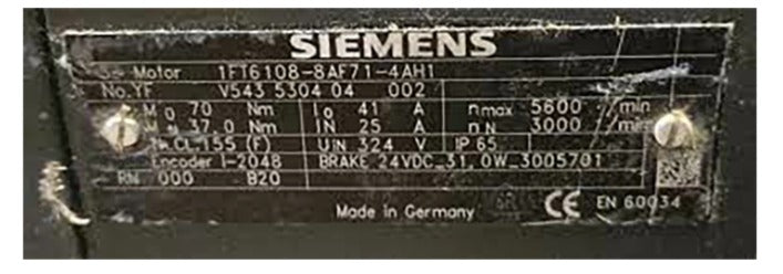 SIEMENS Servo Motor 1FT6108-8AF71-4AH1