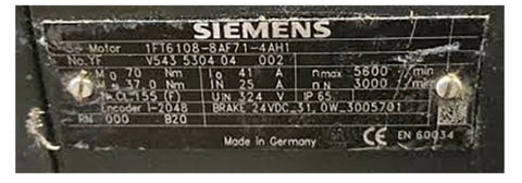 SIEMENS Servo Motor 1FT6108-8AF71-4AH1