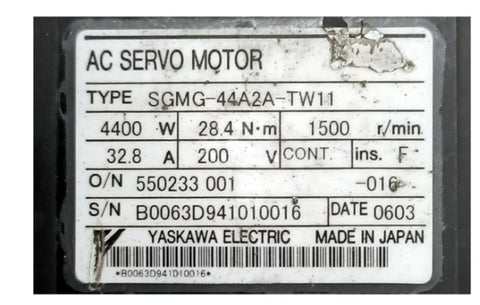 Yaskawa Servo Motor SGMG-44A2A-TW11