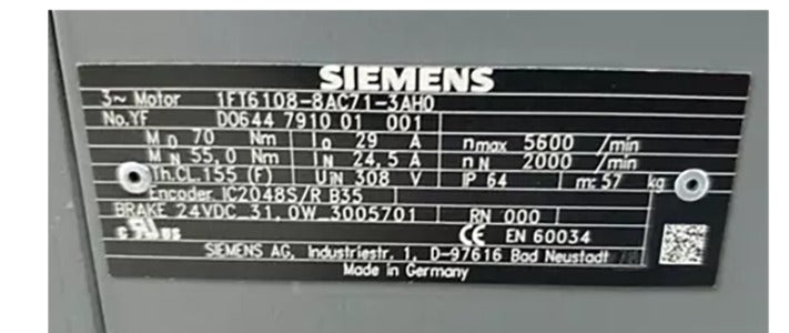 SIEMENS Servo Motor 1FT6108-8AC71-3AH0