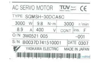 Yaskawa Servo Motor SGMSH-30DCA6C