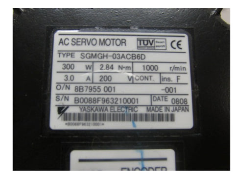 Yaskawa Servo Motor SGMGH-03ACB6D