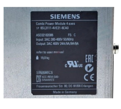 SIEMENS Servoaccionamiento 6SL3111-4VE21-6EA0