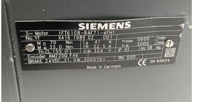 SIEMENS Servo Motor 1FT6108-8AF71-4FH1