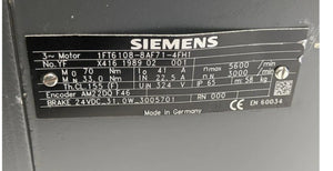 SIEMENS Servo Motor 1FT6108-8AF71-4FH1