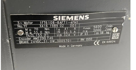 SIEMENS Servo Motor 1FT6108-8AF71-4FH1