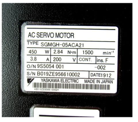 Yaskawa Servo Motor SGMGH-05ACA21