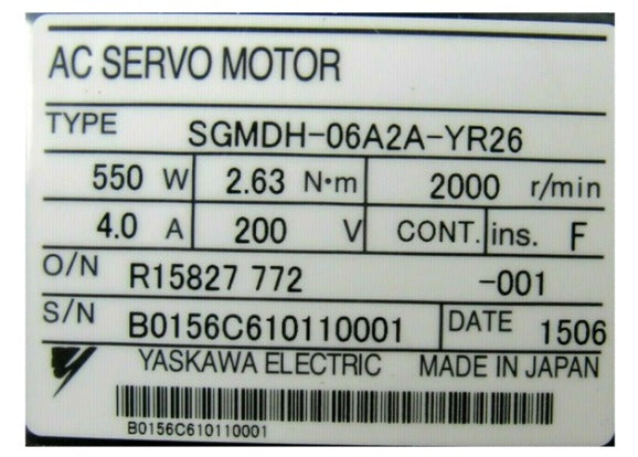Yaskawa Servo Motor SGMDH-06A2A-YR26
