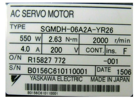 Yaskawa Servo Motor SGMDH-06A2A-YR26